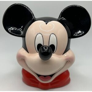 Disney Mickey Mouse Head Collectible Ceramic Coin Pottery Piggy Bank By Enesco